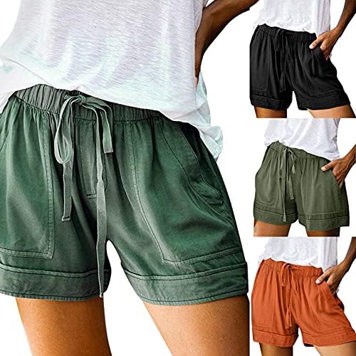 Firero Shorts de corrida para mulheres Summer Soll Solid Treating Shorts Canda elástica Casual shorts com bolsos