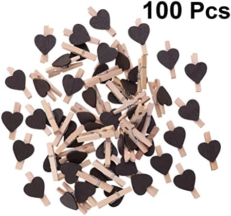 Nuobesty Decor Hand Decor de madeira clipes de coração, mini clipes de enxerto de pino de pinos de pinos de fotos com corações