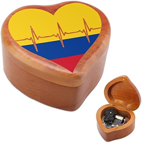Love Colômbia batimentos cardíacos caixas de música de madeira