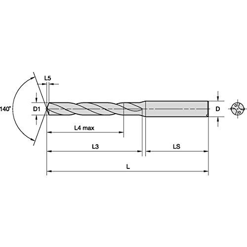 Widia vds402a18000 varidrill vds402a, 18 mm de diâmetro, ângulo de corte de 140 °, corte à mão direita, corte à mão direita,