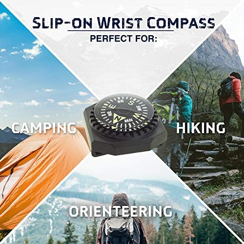 Sun Company Slip-On Wrist Compass-Fácil de ler bússola para relógio Band ou Paracord Survival Bracelet