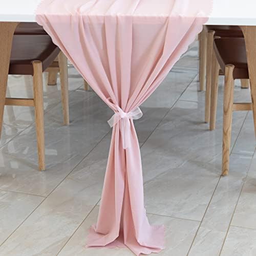 Fátima 1pcs10ft blush chiffon mesa de chiffon 29x120 polegadas para decorações de festas de noiva pura