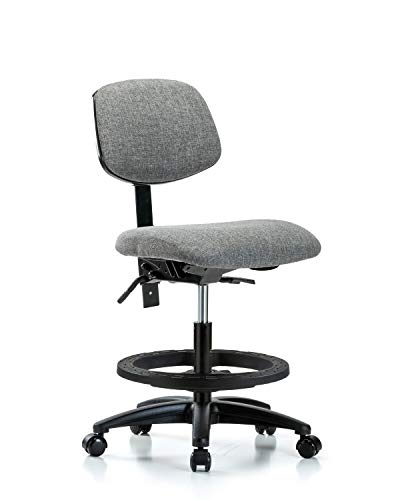 Labtech Seating LT42461 Cadeira de bancada média, tecido, base de nylon - inclinação, anel de pé preto, rodízios, marinha