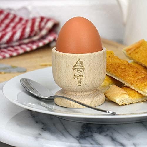 Azeeda 'Heart Birdhouse com neve' copo de ovo de madeira