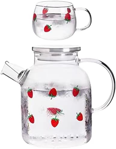 Ganazono 1 Conjunto de garra de água de vidro jarra de água fria com xícaras de água de cabeceira de água com pilhagem de jarra de chá de flor de pisca de pisca de pankle