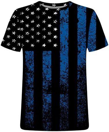 Camiseta do Dia da Independência Americana para homens de manga curta bandeira gráfica camiseta gráfica solta blusa patriótica