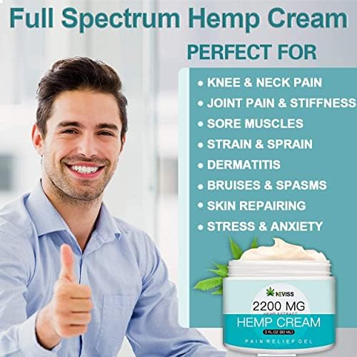 NEVISS Organic Hēmp Cream 2200 mg - 2 fl oz para músculos, quadris, articulações, pescoço, costas, cotovelos, dedos,