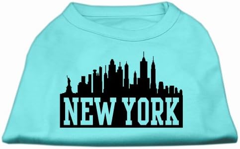 New York Skyline Screen Print Shirt Aqua XS