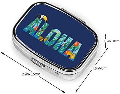 Aloha Hawaiian Flower Square Mini Pill Case com Mirror Travel Friendly portátil Compact Compact Pill Box