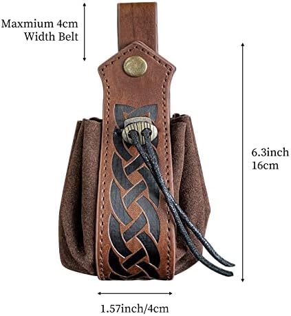 Hiifeuer Medieval Faux Leather Camada de Caminhão, bolsa de moedas portátil retro nórdica, bolsa de correia vintage para dado para