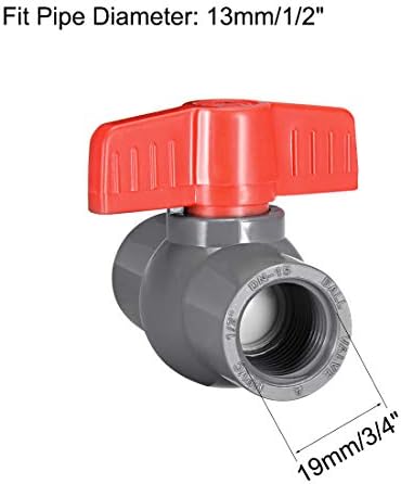 UXCELL PVC Ball Valve Supply Tuba Timbias rosqueadas 1/2 Diâmetro interno do orifício Red cinza cinza