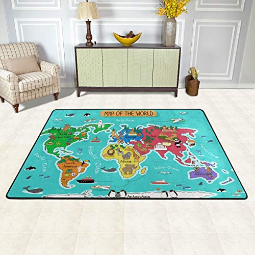 Mr.xzy mapa mundial mapa panda elefante desenho animado de elefante viagens de grande área para sala de estar para crianças macias crianças carpete de tape