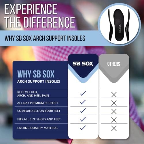 SB Sox Plantar Fasciitis & Arch Apoio Shoe Insert Insols for Men & Women - fornece apoio a pé, calcanhar e arco que