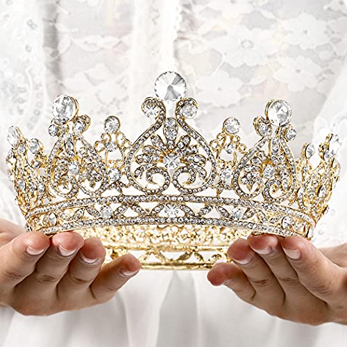 Coroa barroca de Bmirth e Tiara Gold Crystal Pearl Bride Wedding Queen coroas decorativas Princesa Tiaras Acessórios para Cabelos de Retro para Mulheres e Meninas
