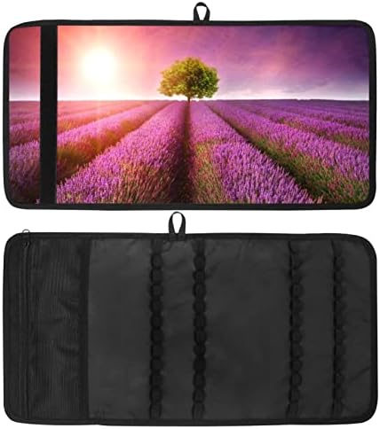 Porta -lápis colorido porte 24 slots, natureza lavanda em campo Sunset caneta capa de lápis bolsa de bolsa de escova cosmética