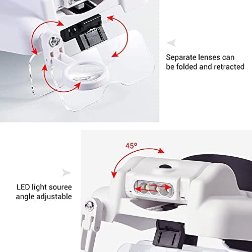 Tsusf Longa Lúplica de óculos de espera 31 Vidro de lupa de múltiplos múltiplos com luz de solda de luz de luz LED Lupa Lupa Lupa