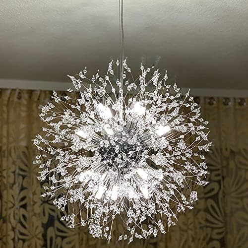 Vikaey Dandelion Crystal 12 Light Chandeliers e Luz de teto LED diminuído branco （11,8 ）