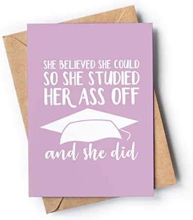 Cartão de graduação engraçado e original para ela com envelope | Cartão inspirador para mulheres da mãe, pai, amigo ... divertido e empoderador presente para o dia da formatura.