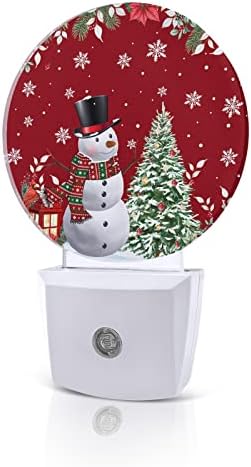 Christmas Snowman Night Light para crianças, adultos, meninos, meninas, criança, viveiro de bebês, banheiro plugue de corredor de quarto de parede sensor automático de inverno de inverno snowflake poinsettia eucalipto folha
