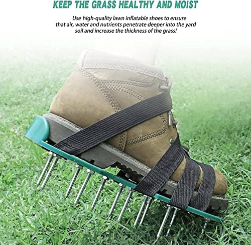 伟 祥 Sapatos de aerador de gramado, ferramentas de aerador para jardim, sapatos de pico de grama ajustáveis, sandálias de aeronaves com cravos pesados, ferramenta de aeração de solo de grama manual revive a saúde do gramado, um tamanho é