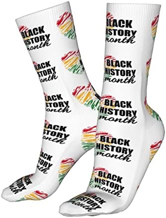 Meias do Mês da História Negra Meias Casual Meias Sports Sports Divertido Socks de Trabalho para Homens/Mulheres 15.7 polegadas