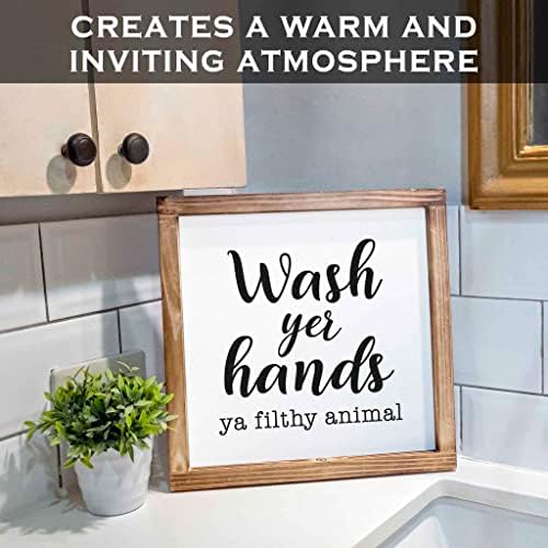 Lave as mãos, seu sinal de animal imuido de 12x12 polegadas, sinal da parede do banheiro da fazenda, lave as mãos, assinando