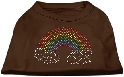 Strass arco -íris camisa de cachorro marrom med marrom