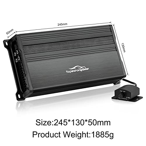 Topstronggear 1 ohm 800 Watts Classe D Gama completa Mono Block Amplifier, 1/2/4 ohm estável, controle de subwoofer remoto