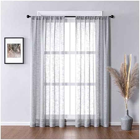 Daesar Sheer Voile Curtains 2 painéis, cortina de quarto sem perfurar cortinas de cor cinza de poliéster cortinas de blecaute