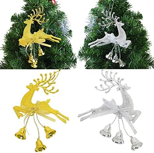 Houchu pendurado cervo para a árvore de Natal com pingentes de Natal Bell Ornamentos de rena vermelho de rena vermelha