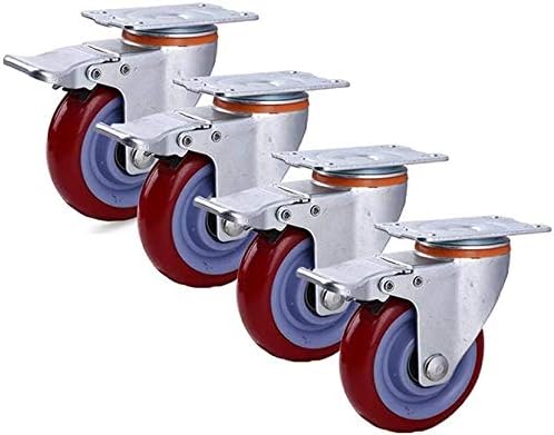 Z Crie projetos de giratórios de giratório de poliuretano Pacote de giro industrial pesado de mobília de móveis de 4, com freio, rolamentos duplos giradores rotativos