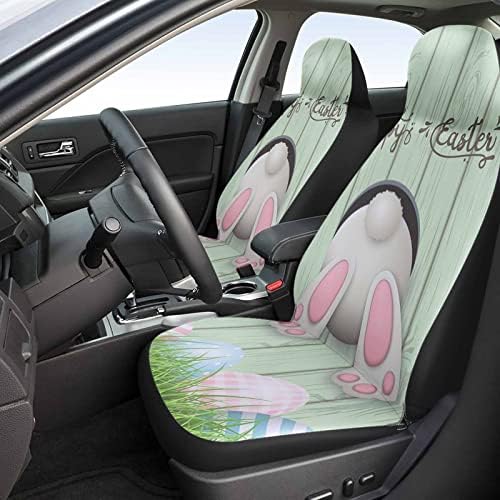 Youngkids Ovos de Páscoa Bunny Capas de assento de carro com 2 peças Conjunto de carros frontal universal Cushion