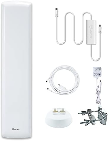 Antena Antop Outdoor Indoor HDTV, Antena de TV de Mount HD Mount Mount HD Multi-Direcional com alto ganho e recepção sem ruído, ajuste para cabo de coaxial de uso interno/externo/RV/sótão-33ft e instalação sem ferramentas