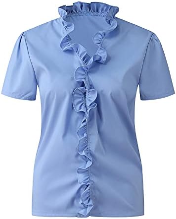 Camiseta de verão plus size para mulheres elegantes trafas vastas de manga curta de decote curto tops de cores sólidas