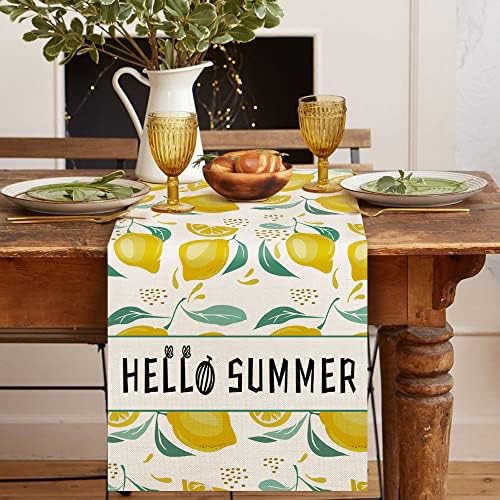 Corredor de mesa de limão em aquarela, olá, design de frutas de verão, feriado de aniversário sazonal, decoração de