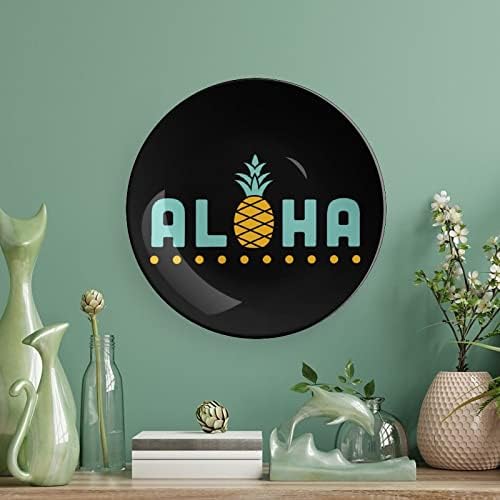 Live Aloha Pineapple pendurado Placa decorativa de cerâmica com exibição Presentes de casamento de aniversário personalizados