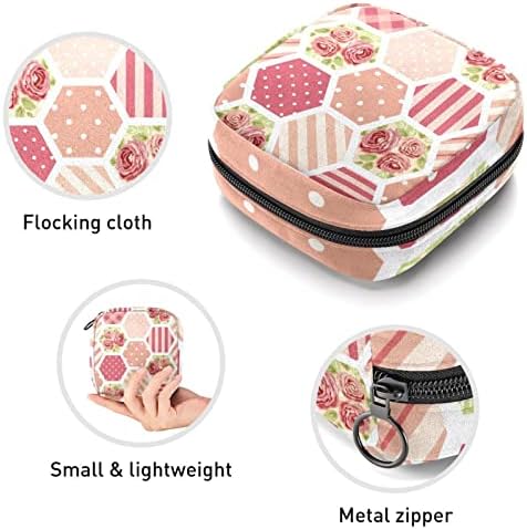 Bolsa de armazenamento para guardanapos sanitários, portátil para mulheres meninas laváveis ​​reutilizáveis ​​e rosa Polka Dot Stripes xadrez de retalhos de rosa xadrez vintage
