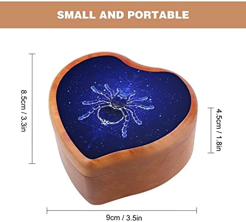 Spider Tarantula e Starry Sky Clockwork Box Vintage Wooden Heart Musical Box Toys Gifts Decorações