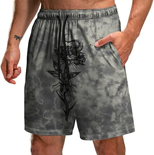 Ymosrh masculino shorts masculinos shorts de praia slim shorts pretos shorts impressos 3D com bolsos shorts