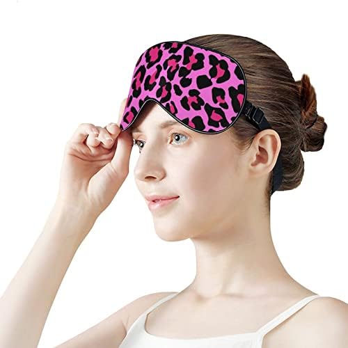 Princard rosa estampa de leopardo para dormir máscara olho de olho com uma ceneira ajustável para viagem de avião