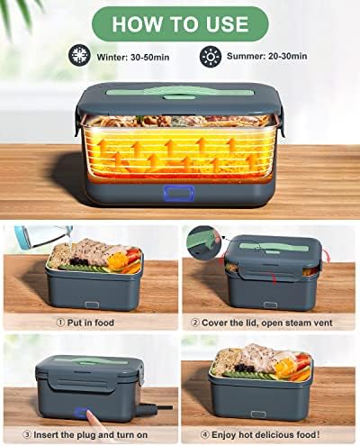 Atualização do aquecedor de comida elétrica de Monteka Electric 60/08/20W Camada de dupla camada portátil Aquecedora de alimentos