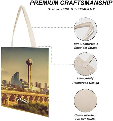 Dallas Tote Bag City Travel Gift Giant Giant Saco de Bolsa de ombro de Bolsa de ombro, amigável para ambiental super