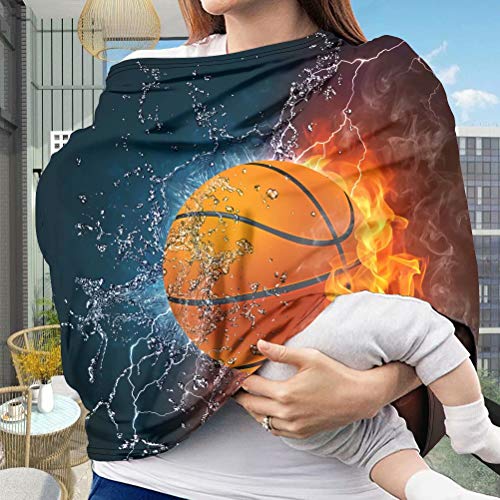 Afpanqz Fire Basketball Excelente carro de bebê assento de amamentação Tampa de amamentação Super respirável Multryuse Infant Carseat Canopy Tampa de carrinho de cachorro Lenço todas as estações garotas menino Gary Baby Soff Party Gifts Orange