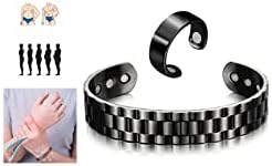 Cura de cobre Açúcar de pulseira terapêutica pulseiras de cobre para homens para artrite e conjunto de anéis de regulador de pressão