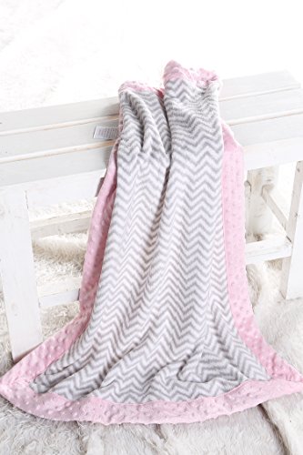 Bacati - Zigzag Ikat cinza com cobertor de pelúcia de borda de pipoca