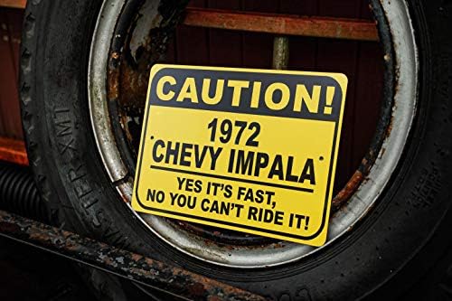 1972 72 Chevy Impala Cuidado Sinal rápido do carro, sinal de novidade de metal, decoração de parede de caverna do