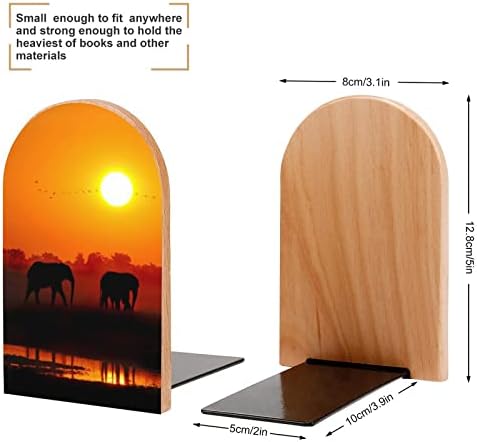 Elefantes africanos no Sunset Wooden Bookends.