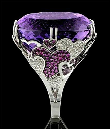 AURA JEWELS Feminina Purple Amethyst Gemstone Silver Jewelry Rings Tamanho 6-10