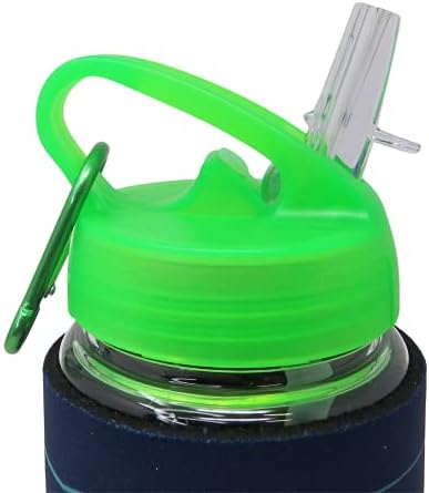 Garrafa de água verde da tampa infantil com manga de neoprene de dinossauros removíveis, garrafas divertidas de bebida para