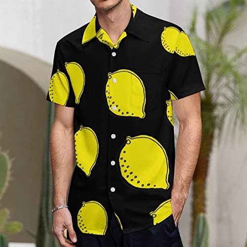 Camisas de limão masculino de manga curta para baixo blusa camiseta casual camisetas de praia com bolso